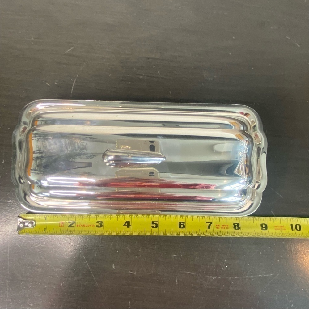BRISTOL SILVER by POOLE Silver Plate Vintage Covered Butter Dish w Glass Insert - Picture 11 of 13